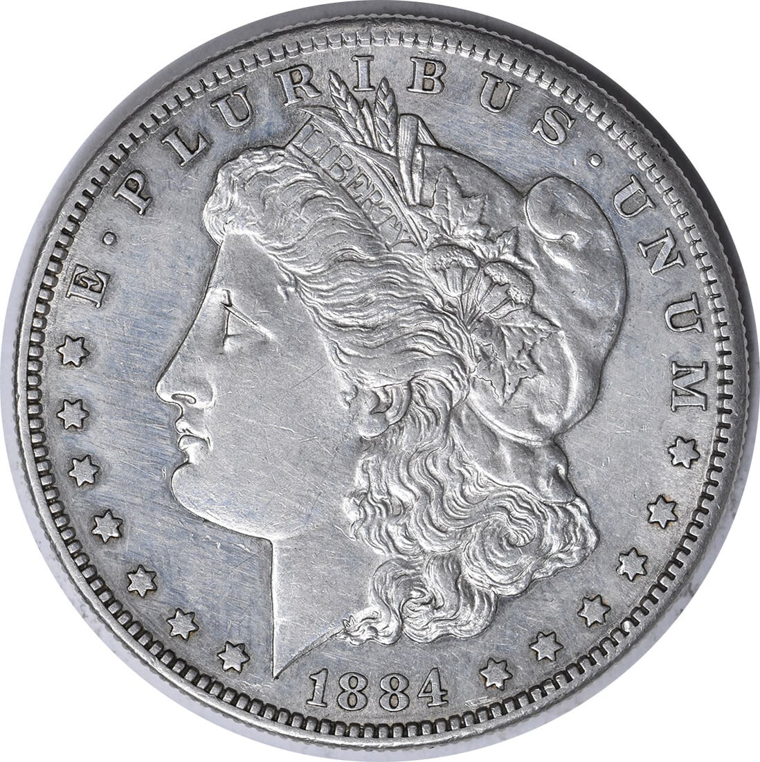 1884-S Morgan Silver Dollar AU Uncertified San Francisco 90% Silver: 1884-S Morgan Silver Dollar AU Uncertified San Francisco 90% Silver This 1884-S Morgan Silver Dollar is a historically significant coin, featuring a design by George T. Morgan. The coin is composed of