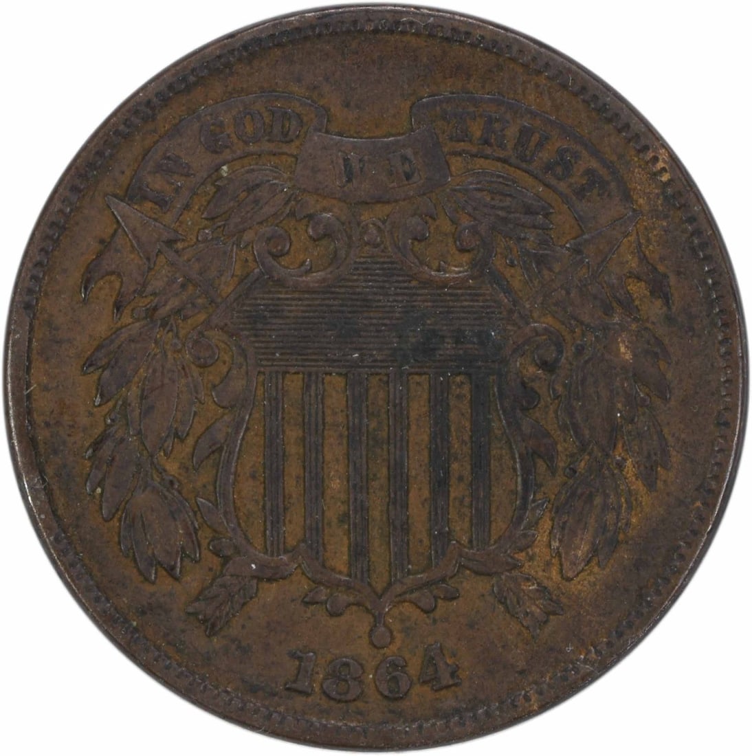 1864 Two Cent Piece Bronze Large Motto EF Uncertified (1 of 2)