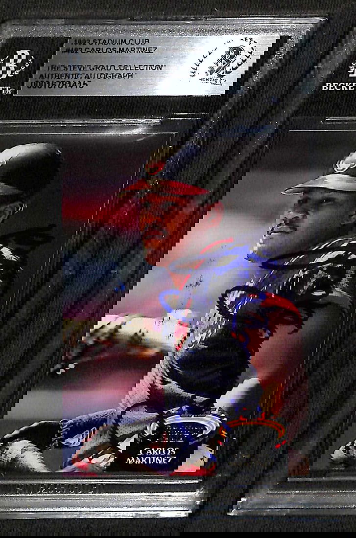 1992 Stadium Club #482 Carlos Martinez Autographed Baseball Card Beckett Authenticated: 1992 Stadium Club #482 Carlos Martinez Autographed Baseball Card Beckett Authenticated This is an original 1992 Stadium Club #482 sports trading card featuring Carlos Martinez, former 1st baseman for