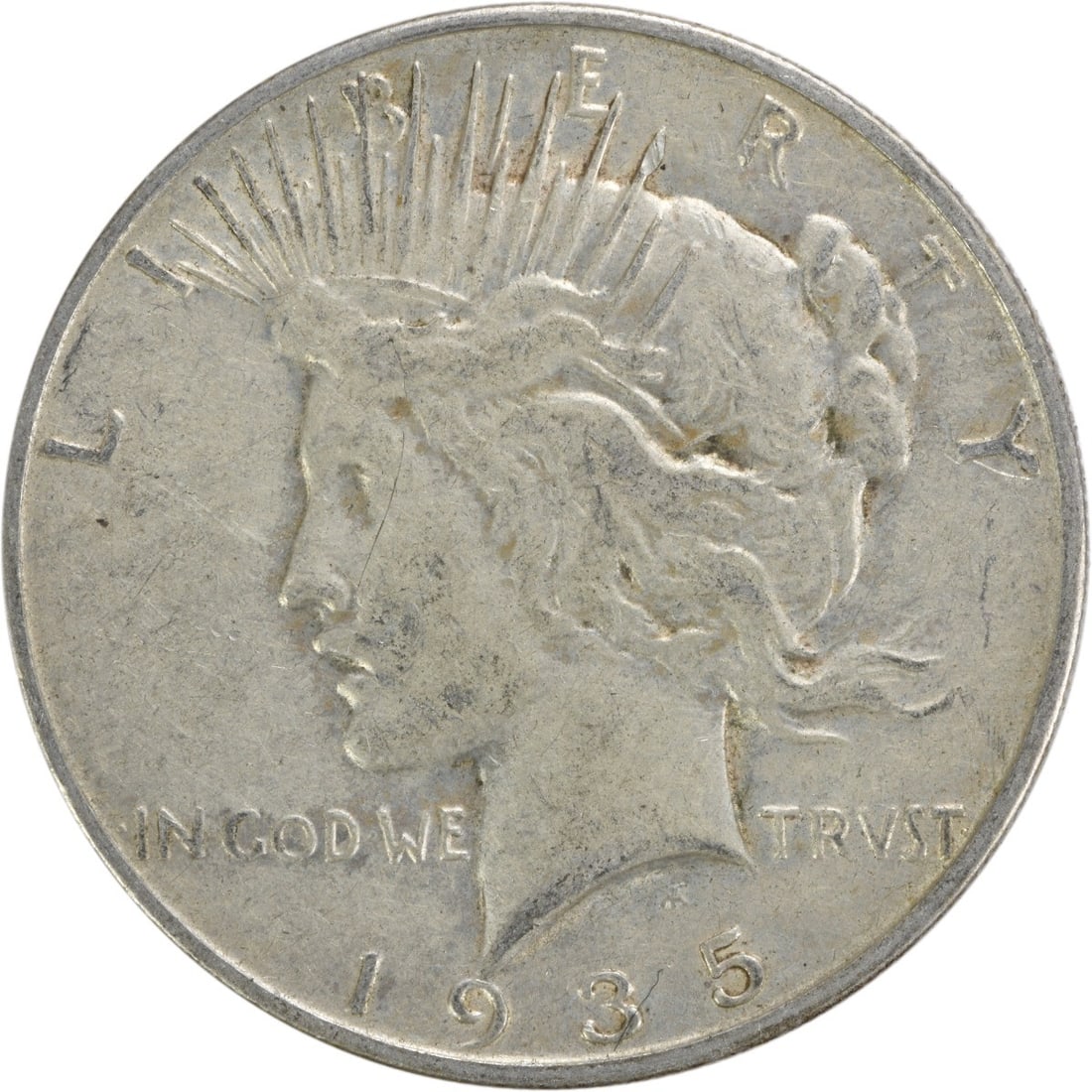 1935-S Peace Silver Dollar VF Anthony de Francisci Design Uncertified: 1935-S Peace Silver Dollar VF Anthony de Francisci Design Uncertified This 1935-S Peace Silver Dollar is a beautifully circulated coin with a grade of VF (Very Fine). Minted in San Francisco, it featu