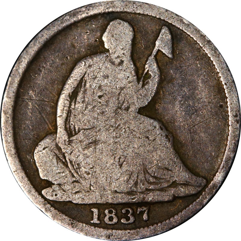 1837 Philadelphia Silver Seated Liberty Half Dime No Stars (1 of 2)