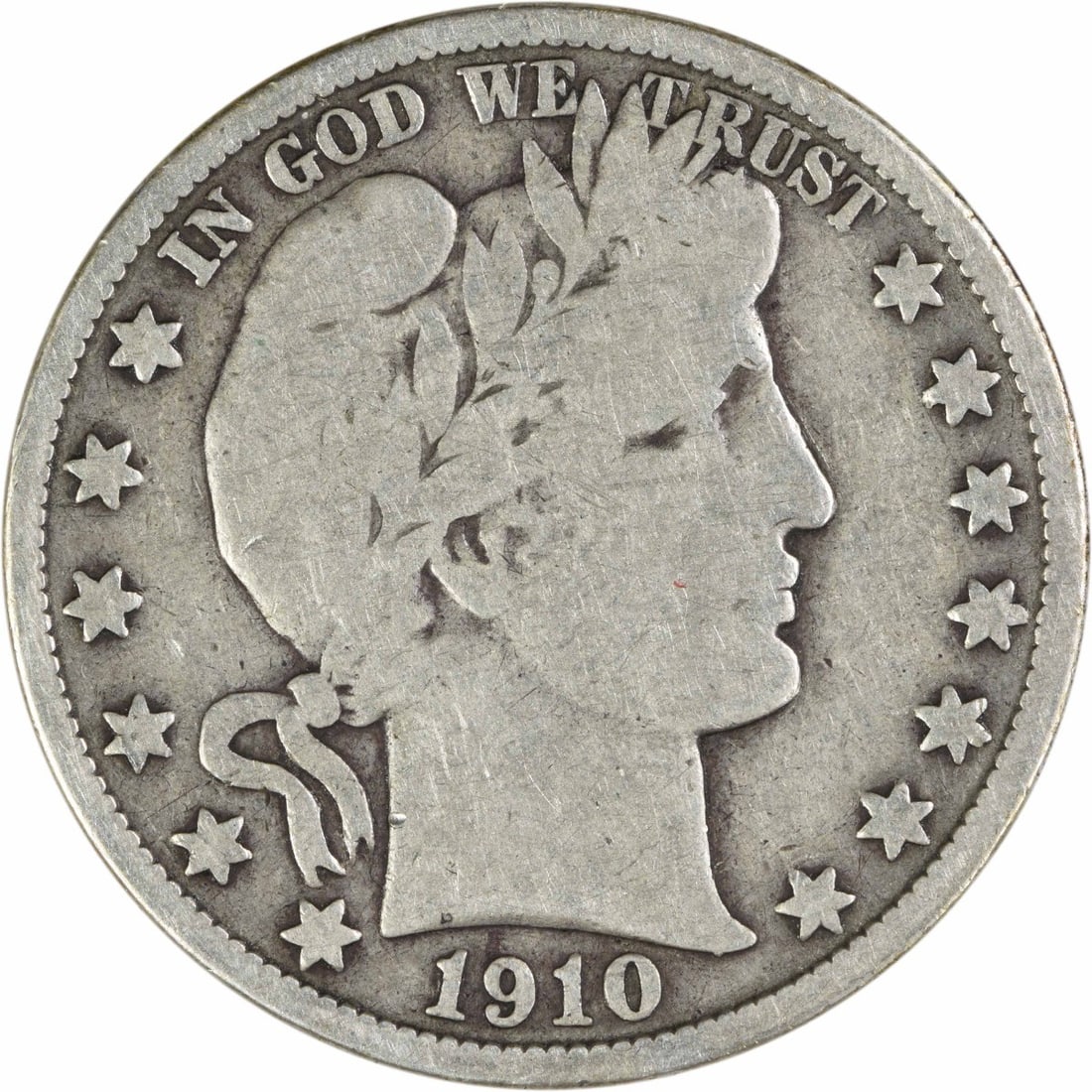 1910 Barber Half Dollar 90 Percent Silver Philadelphia Mint Uncertified (1 of 2)