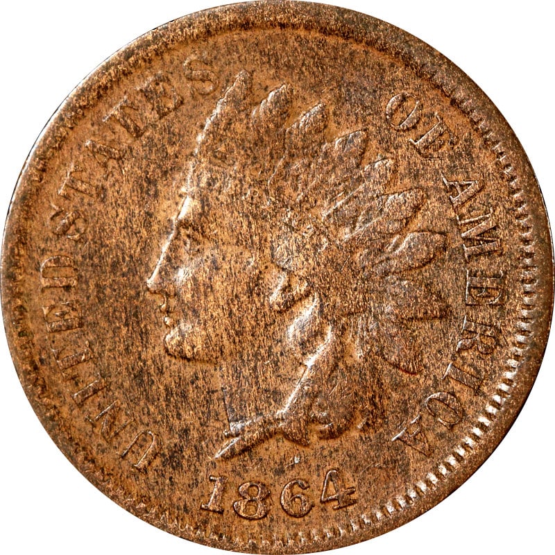 1864-L Copper Indian Head Cent United States Circulated Coin (1 of 2)