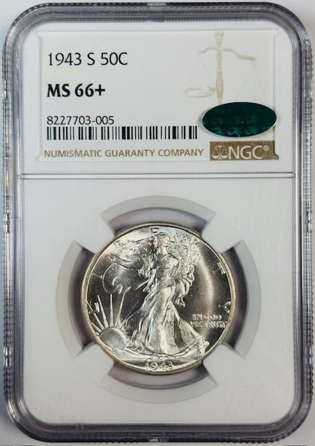 NGC MS-66 Plus Liberty Half Dollar 1943 S Silver CAC Approved (1 of 2)