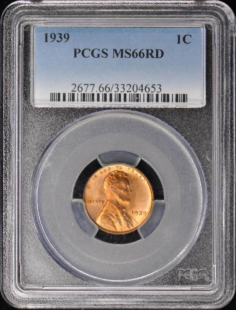 1939 Lincoln Cent Type 1 Wheat Reverse PCGS MS66RD Uncirculated (1 of 2)