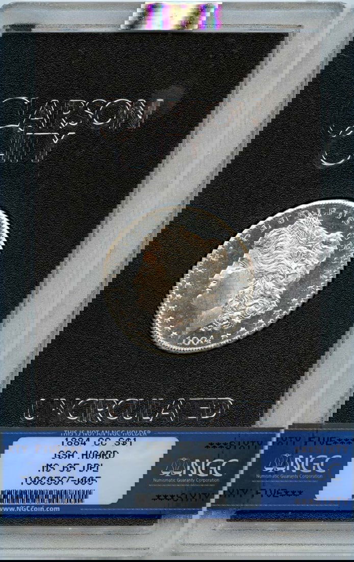 NGC MS65 DMPL 1884 Carson City Morgan Dollar from GSA Hoard: NGC MS65 DMPL 1884 Carson City Morgan Dollar from GSA Hoard This is an 1884-CC Morgan Dollar from the GSA Hoard, certified by NGC with a grade of MS65DMPL. Minted in Carson City, this uncirculated sil