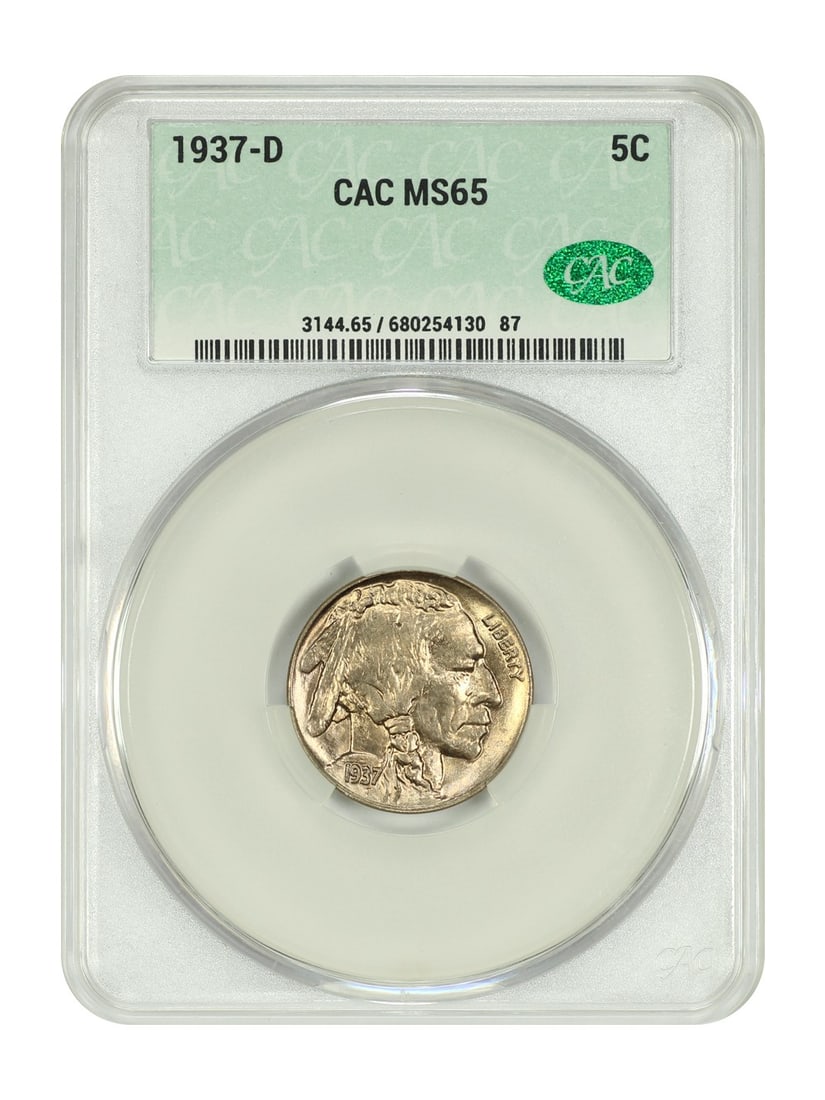 1937-D Buffalo Nickel 5C CACG MS65 Uncirculated (1 of 4)