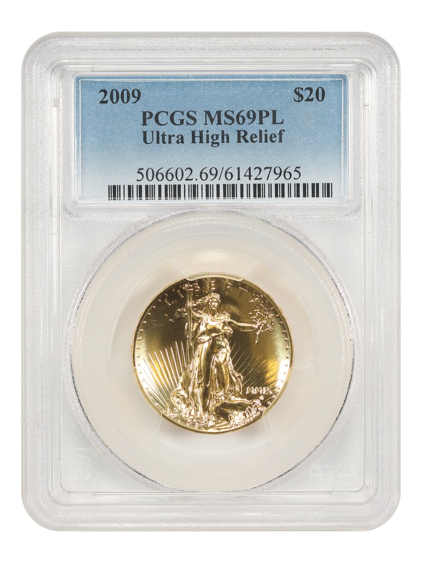 2009 PCGS MS69PL $20 Ultra High Relief Gold Double Eagle Coin (1 of 4)