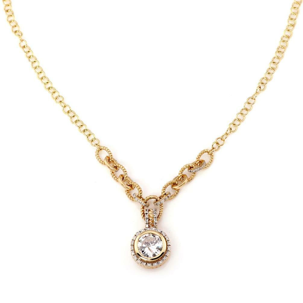 Estate 1.92ct Diamond Pendant Necklace 14k Gold Two-Tone Design (1 of 5)