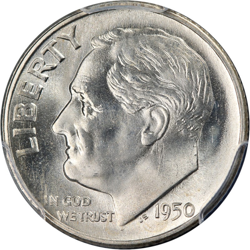 1950-S Roosevelt Dime PCGS MS66 FB Blazing White Gem (1 of 4)