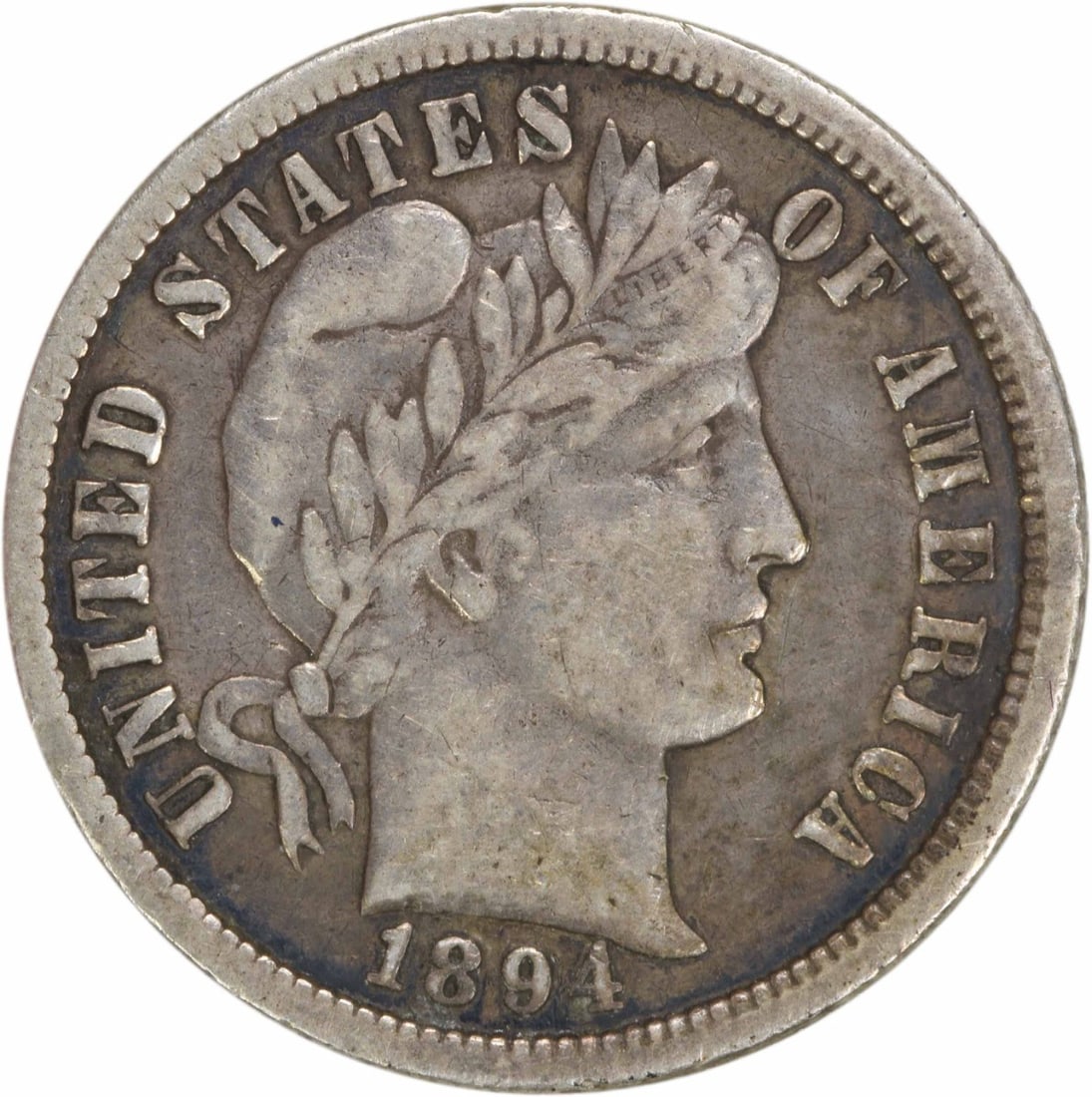 1894-O Barber Silver Dime 10C VF Uncertified 90% Silver (1 of 2)