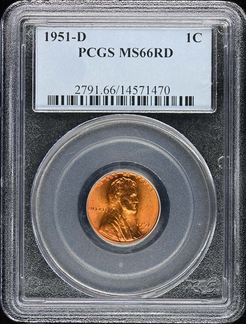 1951-D Lincoln Cent Type 1 Wheat Reverse PCGS MS66RD (1 of 4)
