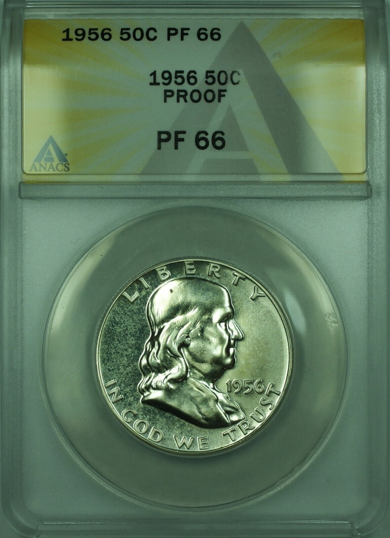 1956 Silver Franklin Half Dollar Proof ANACS PR 66 Certified Coin (1 of 2)