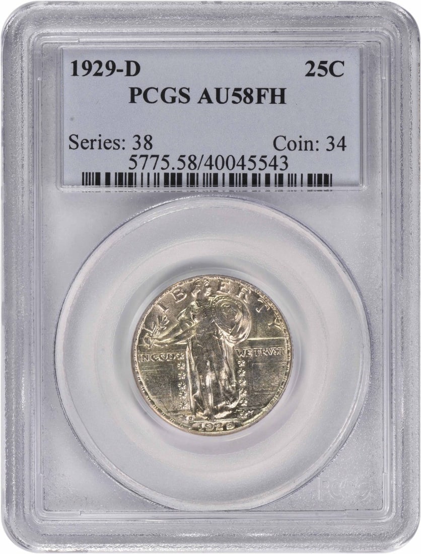 1929-D Standing Liberty Quarter AU58FH PCGS Certified Silver Coin (1 of 4)