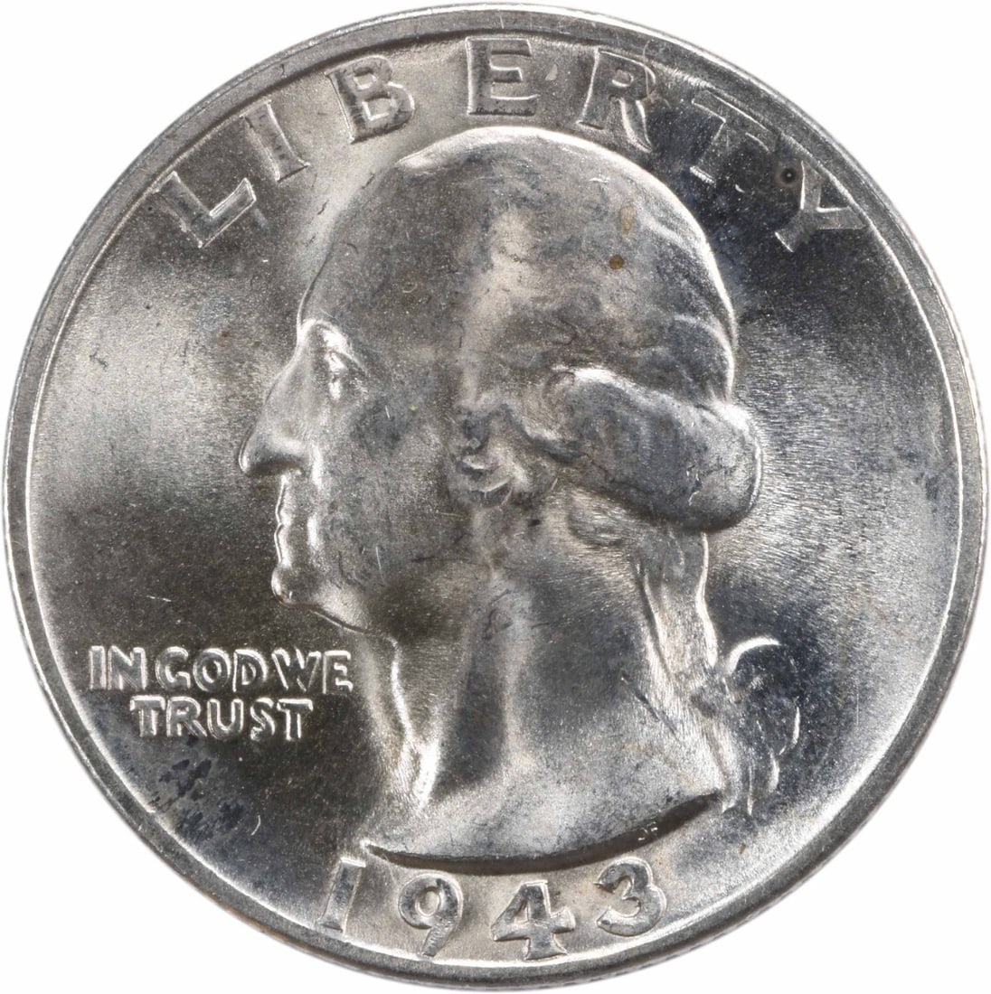 Uncirculated 1943-S Silver 25C Washington Quarter Choice BU Plus (1 of 2)