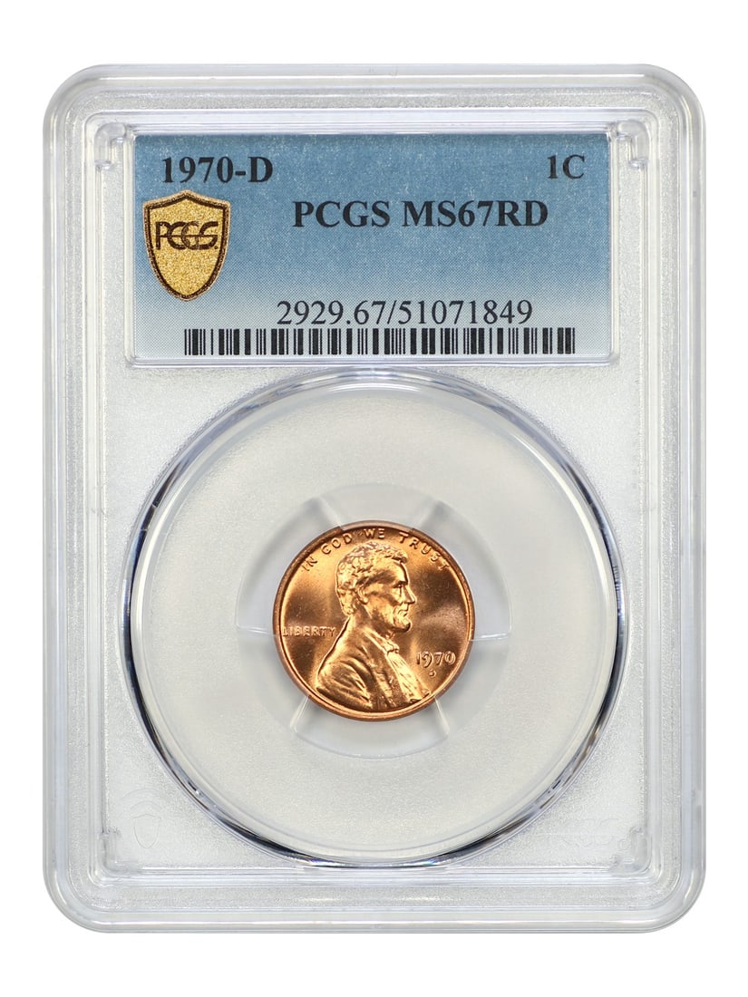 PCGS MS67RD 1970-D Lincoln Cent Uncirculated One Cent Coin (1 of 4)