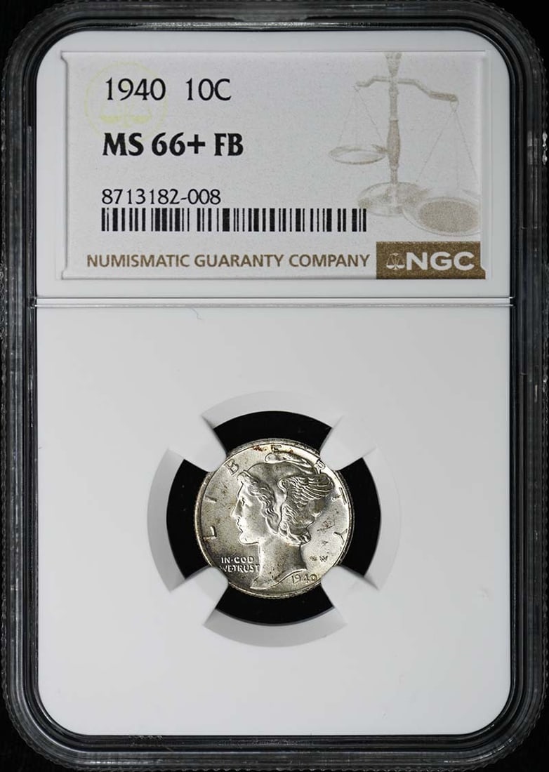 1940 MS66+FB Mercury Dime NGC Certified 10 Cent Coin (1 of 4)