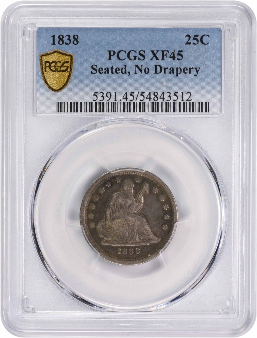 1838 Liberty Seated Quarter 25C EF45 PCGS Certified Silver Coin (1 of 4)