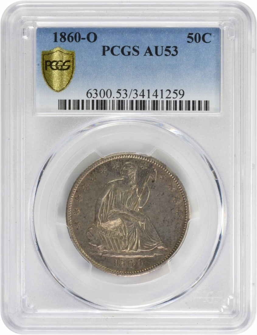 1860-O Liberty Seated Silver Half Dollar AU53 PCGS Certified Coin (1 of 2)