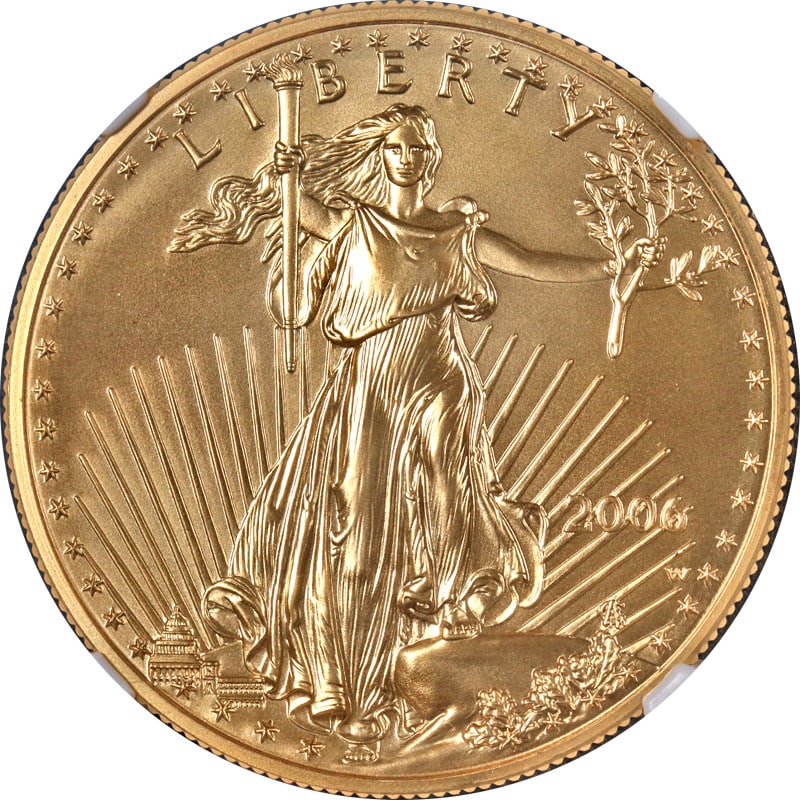 NGC MS70 Brown Label 2006-W $50 Gold American Eagle Burnished Coin (1 of 4)