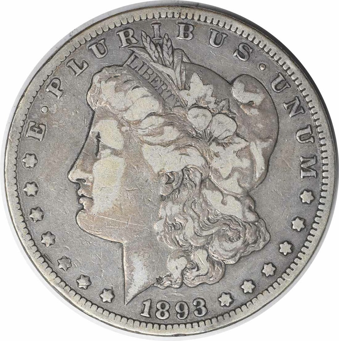 1893-CC Morgan Silver Dollar VF Uncertified 90% Silver Coin (1 of 2)