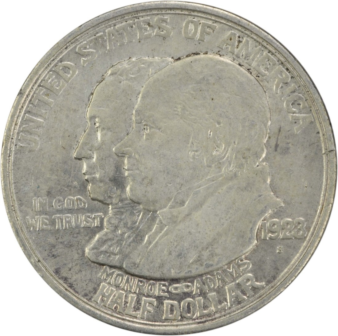 1923-S Monroe Commemorative Silver Half Dollar Uncertified AU (1 of 2)