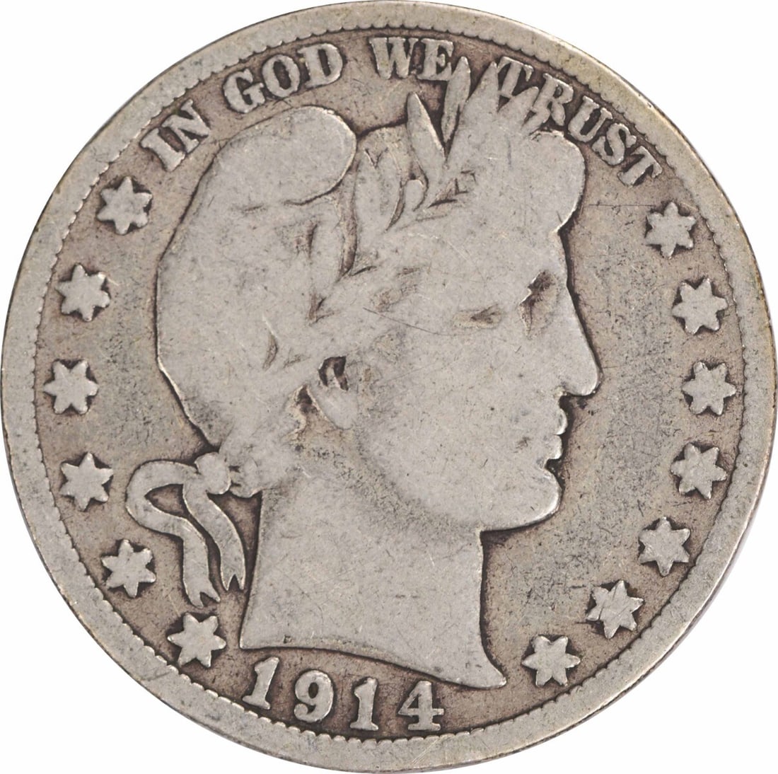 1914 Barber Silver Half Dollar Coin 90% Silver G Grade Uncertified (1 of 2)