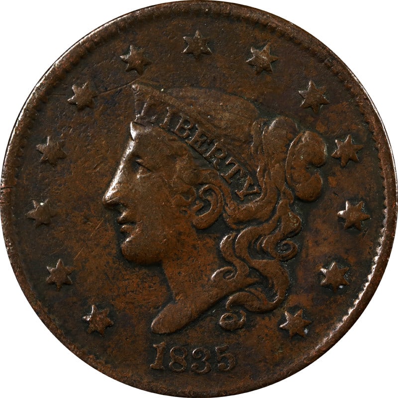 1835 United States Copper Large Cent Coin (1 of 2)