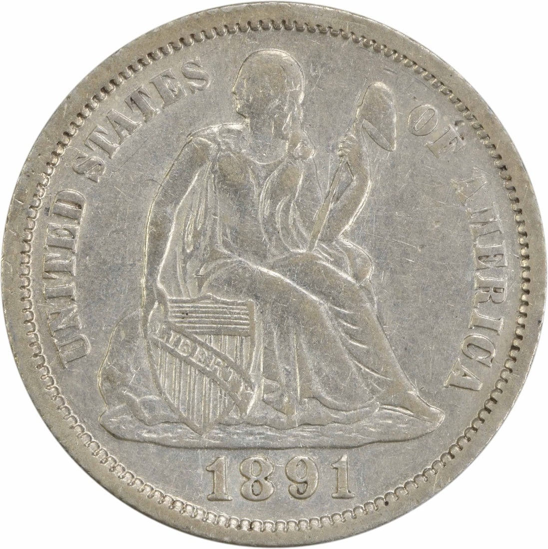 1891 Liberty Seated Silver Dime AU Uncertified Philadelphia Mint (1 of 2)