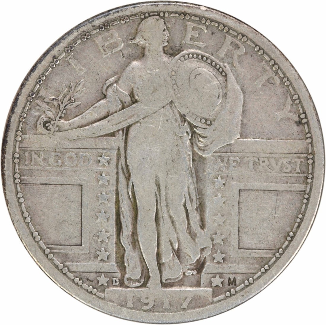 1917-D Standing Liberty Quarter 90% Silver Uncertified Coin (1 of 2)