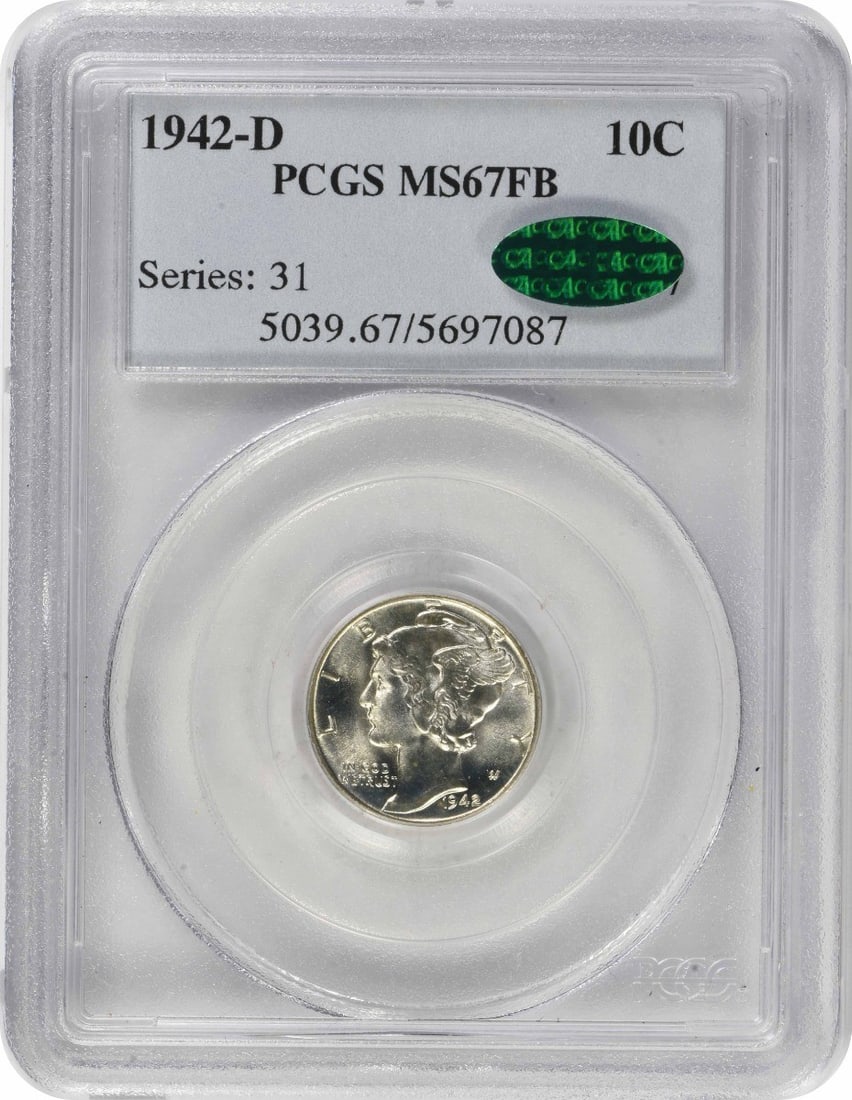 1942-D Mercury Silver Dime MS67FB PCGS Certified High Grade (1 of 2)
