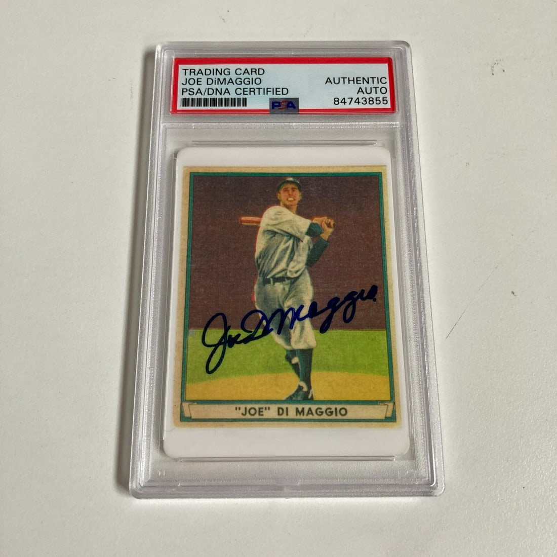1941 Play Ball Joe Dimaggio Signed Porcelain Baseball Card PSA Authenticated: 1941 Play Ball Joe Dimaggio Signed Porcelain Baseball Card PSA Authenticated This remarkable 1941 Play Ball Joe Dimaggio Signed Porcelain Baseball Card is a must-have for any baseball enthusiast or co