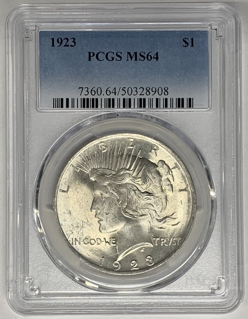Set of 10 1923 Peace Silver Dollars PCGS MS64 Certified (1 of 2)