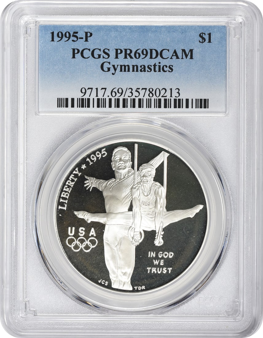 1995 Olympic Gymnastics Proof Silver Dollar PCGS PR69DCAM Commemorative Coin (1 of 2)