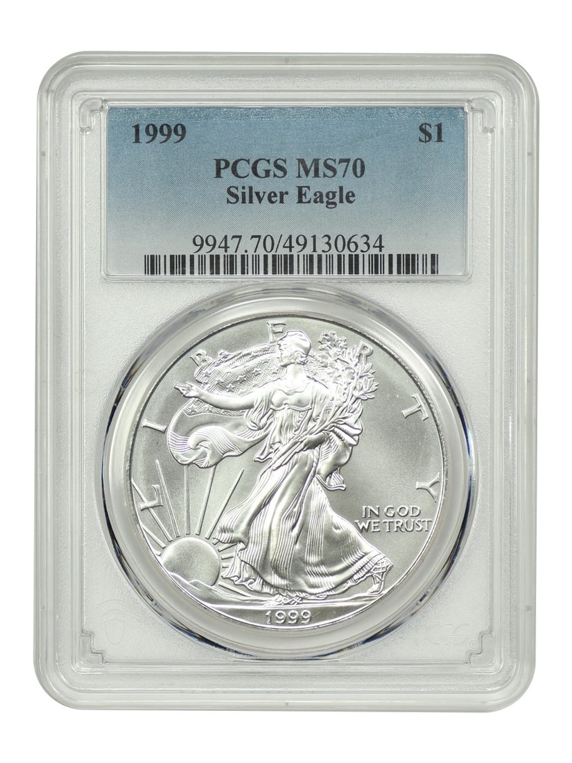 PCGS MS70 1999 $1 Silver Eagle Uncirculated Coin (1 of 4)