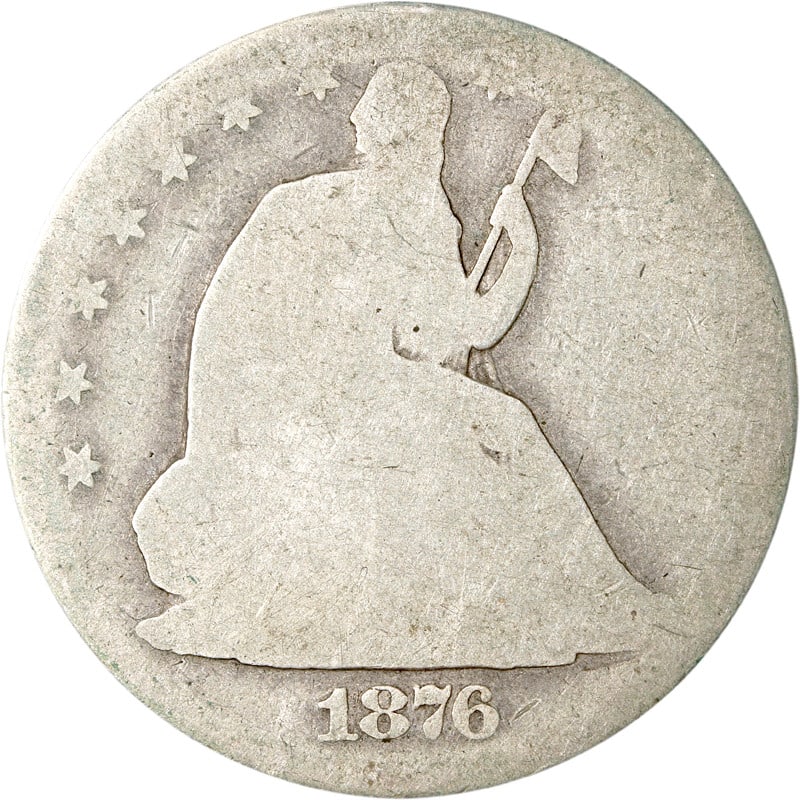 Carson City Mint 1876 Silver Seated Liberty Half Dollar Coin: Carson City Mint 1876 Silver Seated Liberty Half Dollar Coin This is an 1876-CC Seated Half Dollar, minted in Carson City, United States. The coin is composed of silver and is in circulated, pre-owned