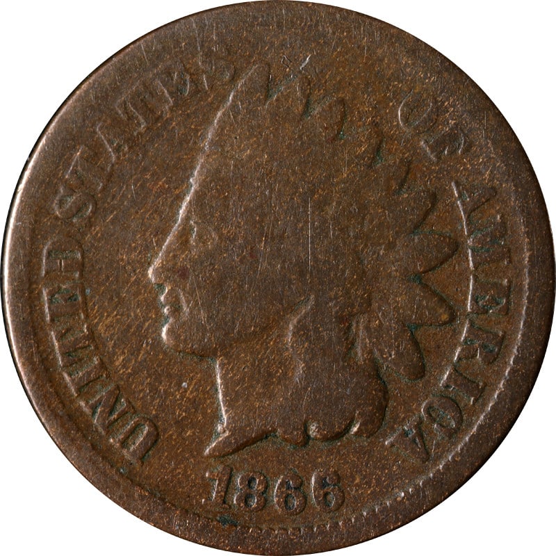 Copper Indian Head Cent 1866 Over 6 Variety United States Circulated Coin (1 of 2)