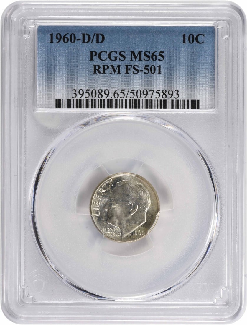 1960-D/D Roosevelt Silver Dime MS65 PCGS Uncirculated (1 of 2)