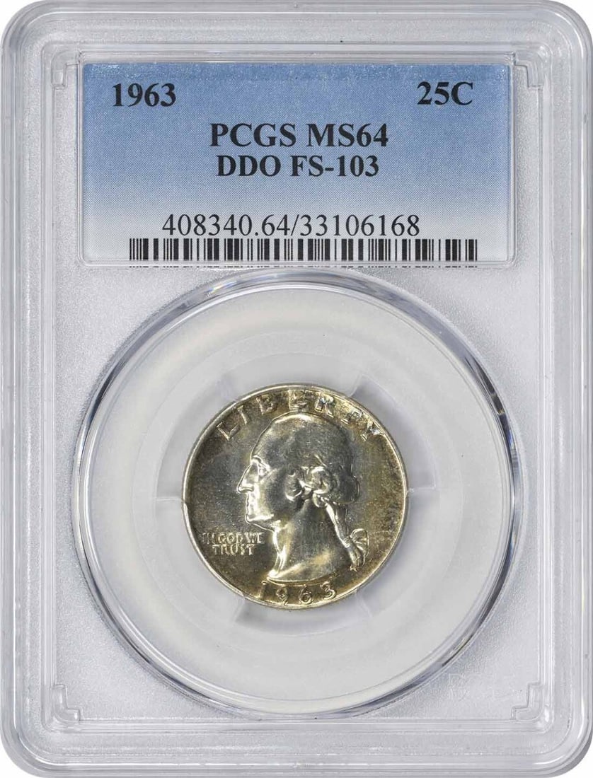 1963 Washington Silver Quarter MS64 PCGS 90% Silver DDO FS-103 (1 of 2)