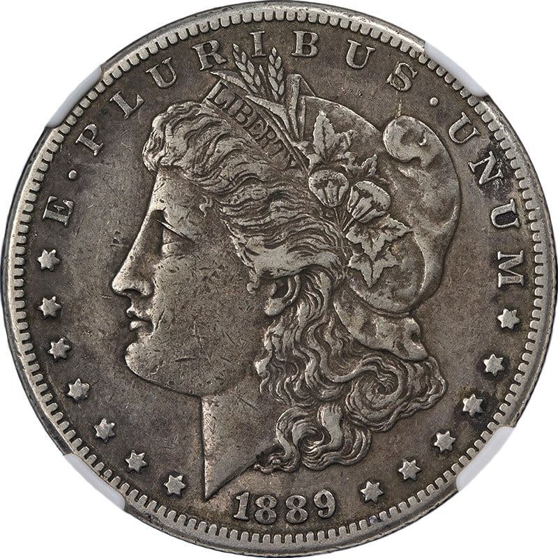 1889-CC Morgan Silver Dollar NGC XF45 Key Date Silver Coin: 1889-CC Morgan Silver Dollar NGC XF45 Key Date Silver Coin This original 1889-CC Morgan Silver Dollar is graded NGC XF45 and is a key date coin known for its decent eye appeal and solid details. The c