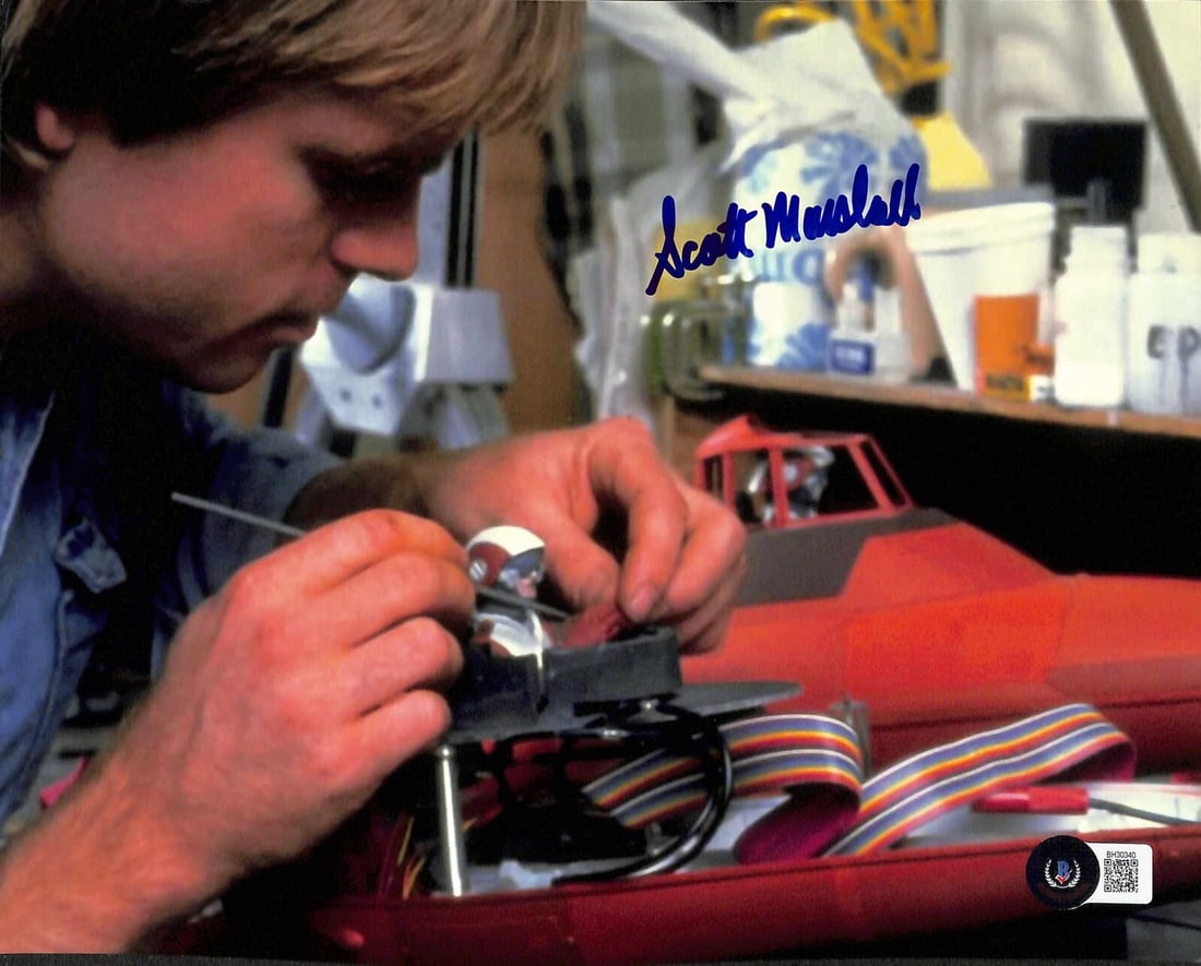Scott Marshall Signed 8x10 Star Wars ESB Photo with Beckett LOA: Scott Marshall Signed 8x10 Star Wars ESB Photo with Beckett LOA This is an autographed 8x10 photograph of Scott Marshall, the ILM Model Maker who contributed to Star Wars: The Empire Strikes Back. The