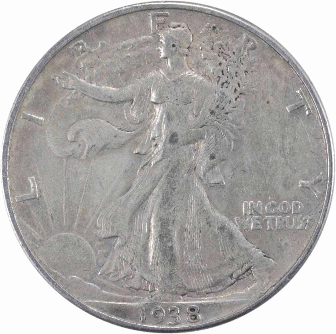 1938-D Walking Liberty Half Dollar 50C Uncertified Silver Coin (1 of 2)