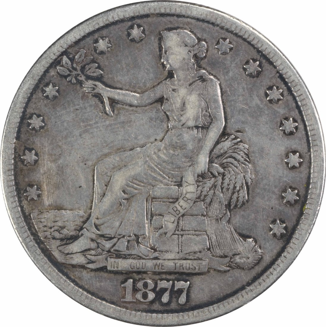 1877-S Trade Silver Dollar VF William Barber Design Uncertified (1 of 2)