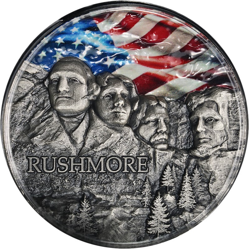 2025 Ghana 2 Ounce Silver 10 Cedis Mount Rushmore Special Edition Coin (1 of 3)