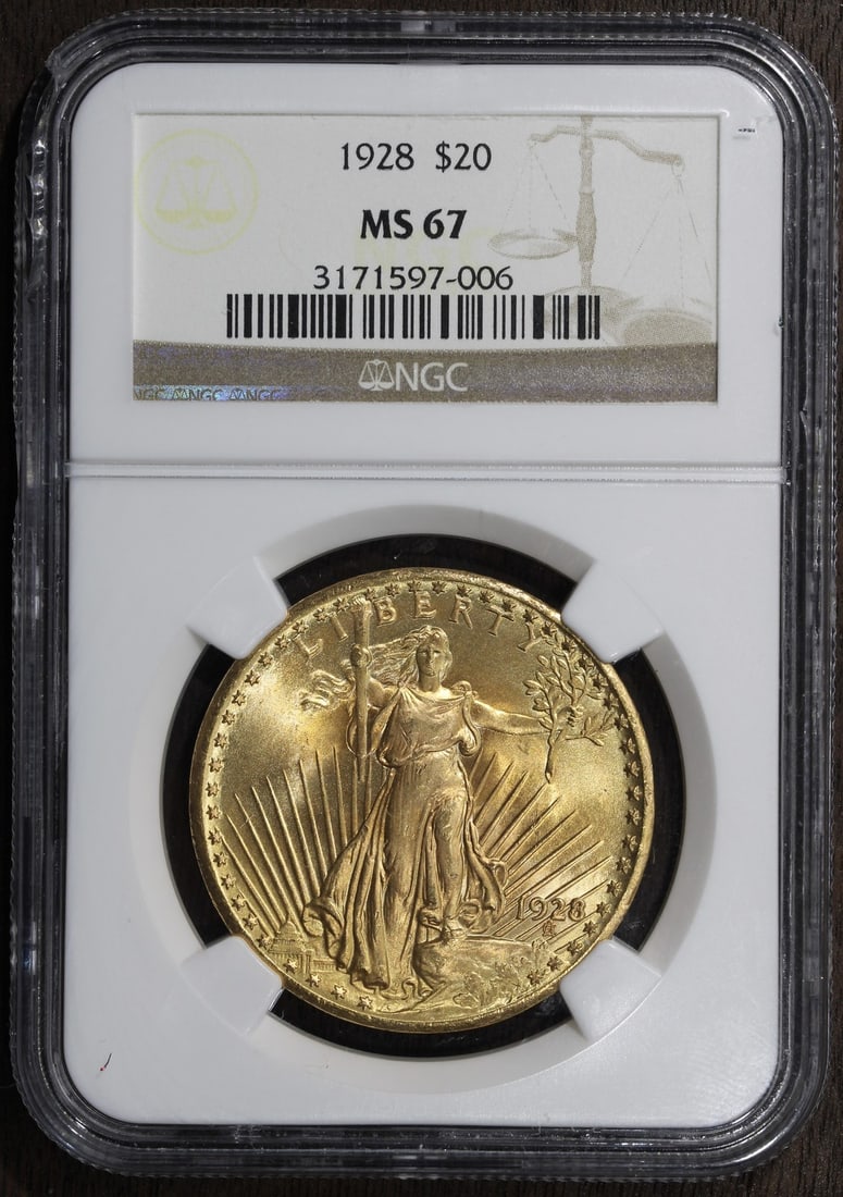 1928 NGC MS67 Saint Gaudens $20 Gold Double Eagle Coin (1 of 4)