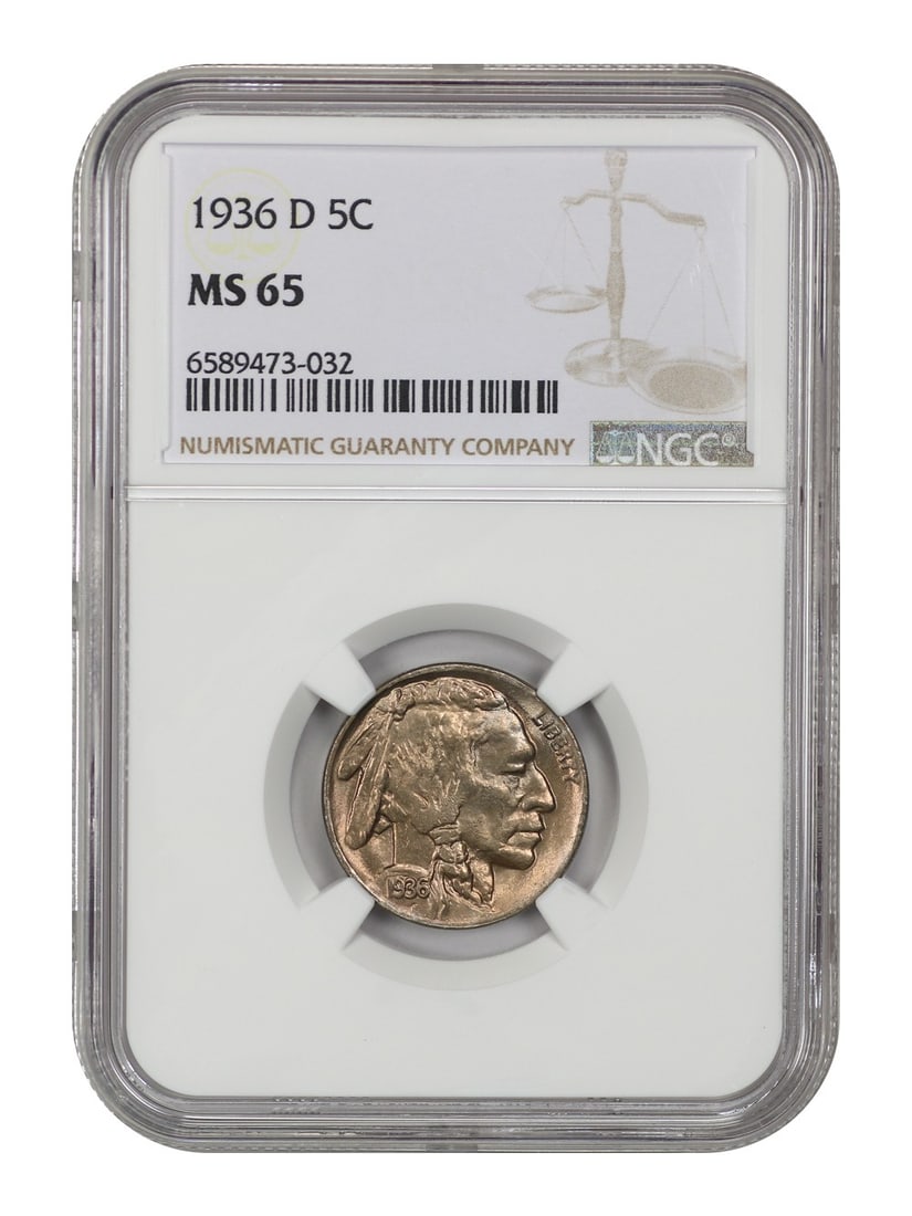 NGC MS65 Buffalo Nickel 1936 Denver Mint Five Cent Coin (1 of 4)