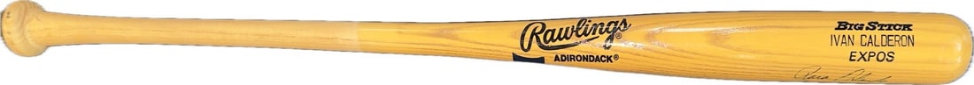 Montreal Expos Ivan Calderon Signed Game Used Rawlings Bat 33.5 Inch Beckett LOA: Montreal Expos Ivan Calderon Signed Game Used Rawlings Bat 33.5 Inch Beckett LOA This is an authentic Rawlings Adirondack "Big Stick" professional model bat, game-used by Ivan Calderon during his care