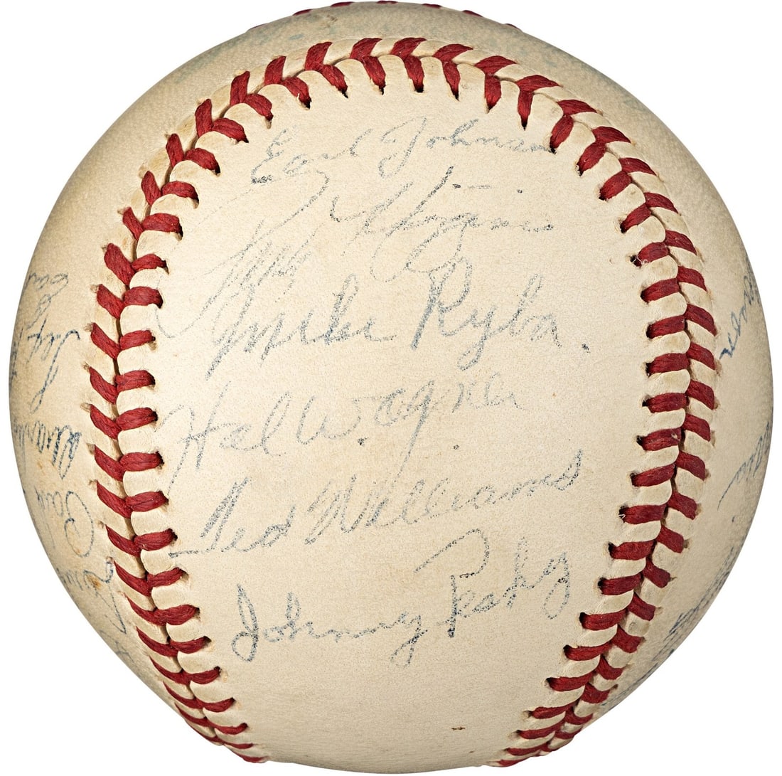 1946 Boston Red Sox Team Signed Baseball Ted Williams PSA DNA COA: 1946 Boston Red Sox Team Signed Baseball Ted Williams PSA DNA COA Celebrate baseball history with this authentic 1946 Boston Red Sox AL Champions team-signed baseball. This official American League (H