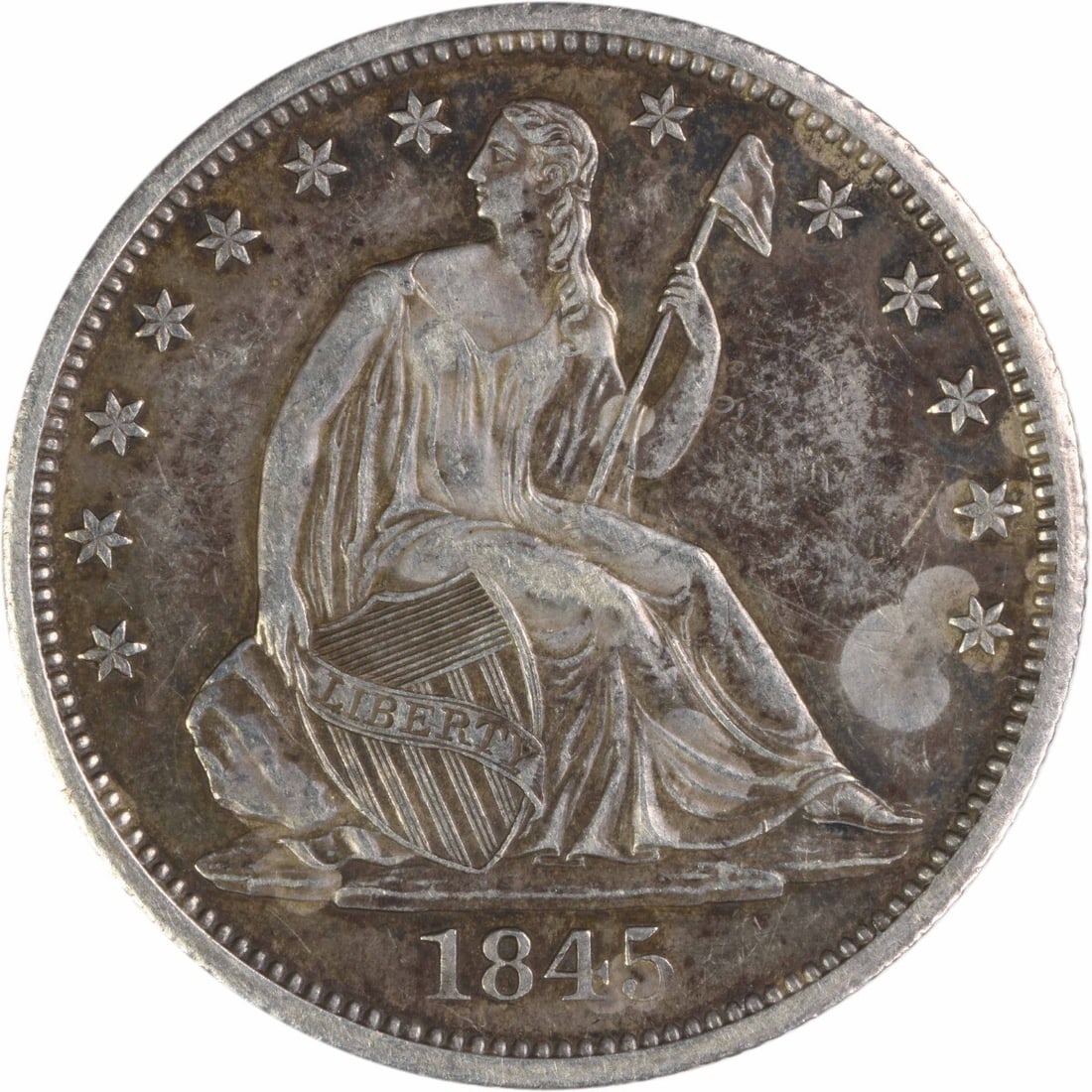 1845 New Orleans Seated Liberty Half Dollar No Drapery Uncertified Silver Coin (1 of 2)