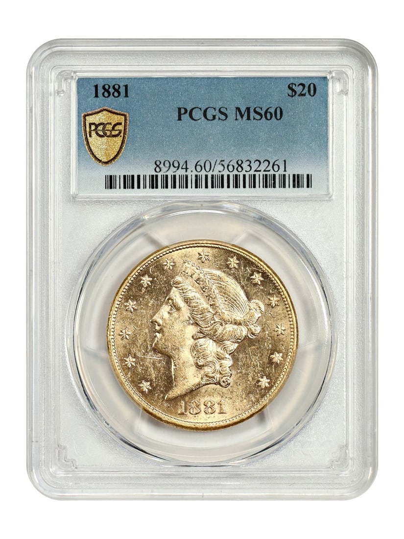 1881 Liberty Head Double Eagle Gold Coin PCGS MS60 Philadelphia $20 (1 of 4)